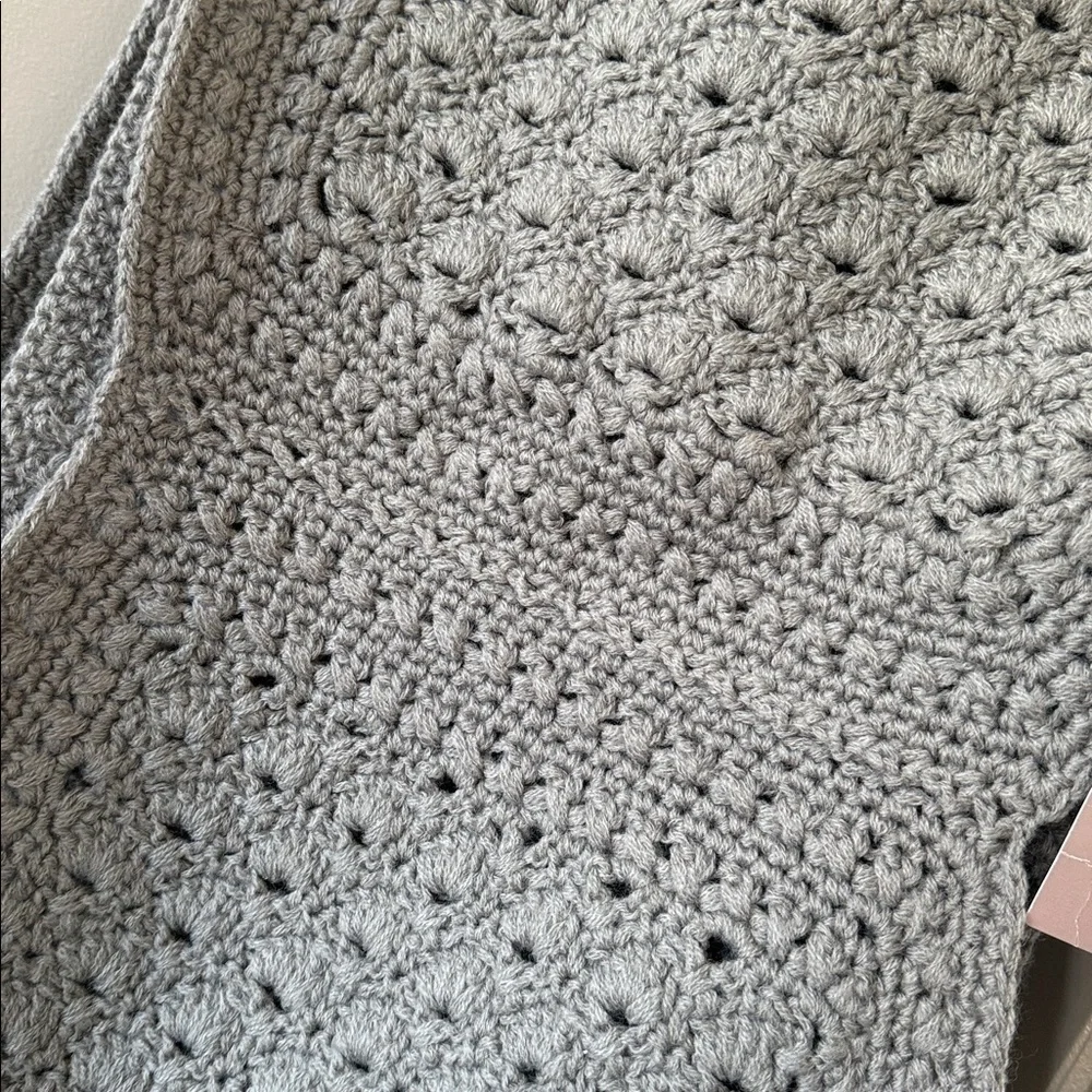 Knit thick long infinity scarf grey